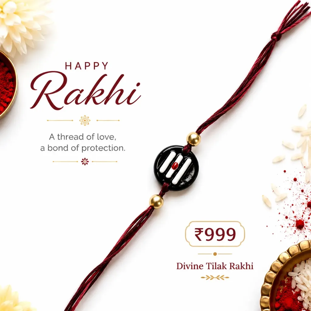 Mahadev Tilak Rakhi | Handmade Tripund Design on Maroon Thread